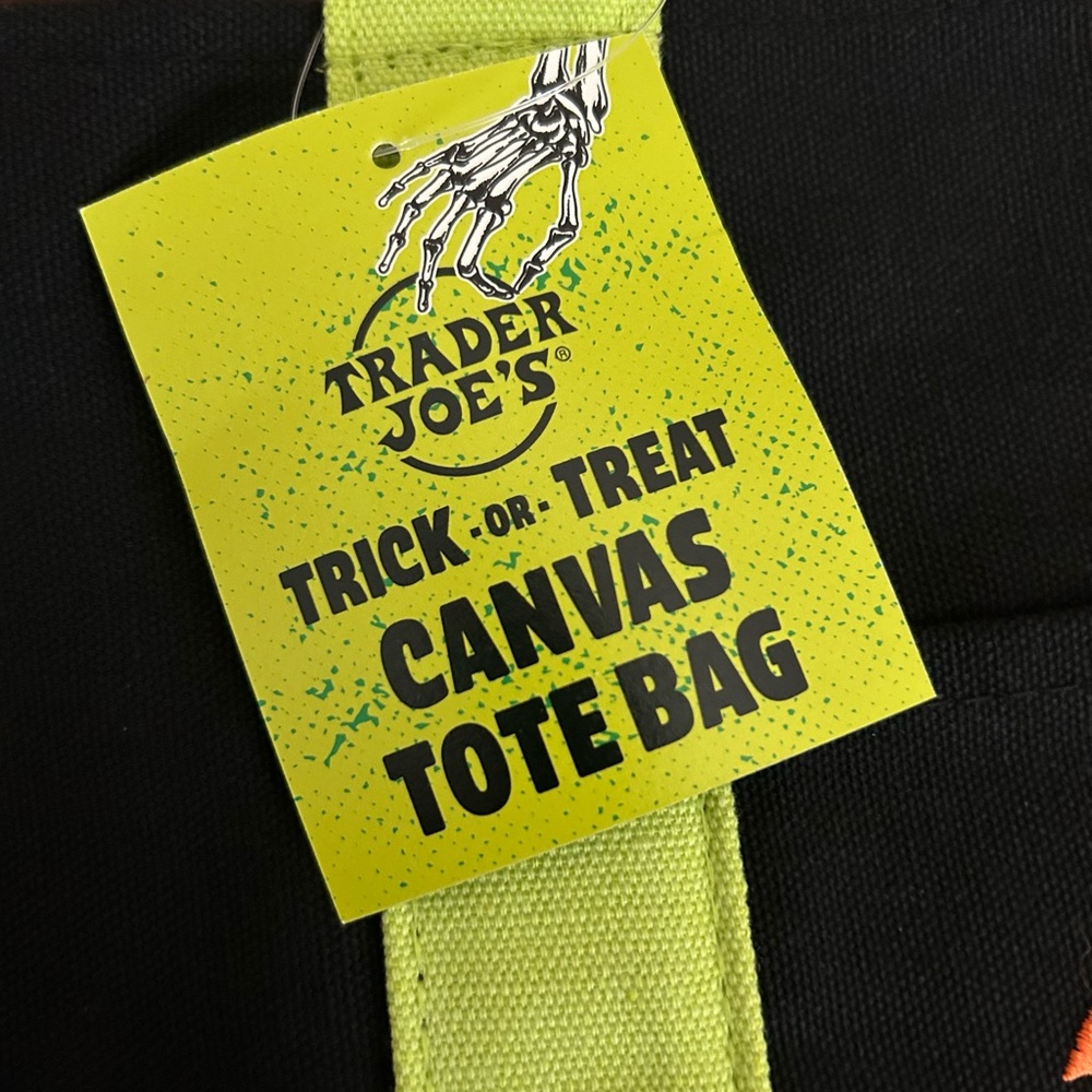 NWT Limited Edition Trader Joe's Black and Purple Canvas Tote Bag - Picture 3 of 9